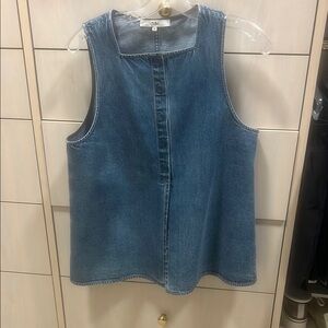 Tibi Spring Denim Slit Front Sleeveless Top EUC